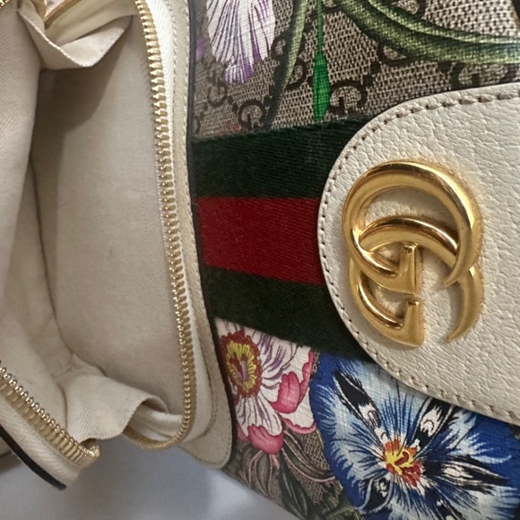 Gucci GG Supreme Monogram Flora Web Small Ophidia Day Backpack White - Picture 5 of 11